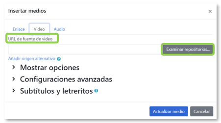 Insertar audio/vídeo