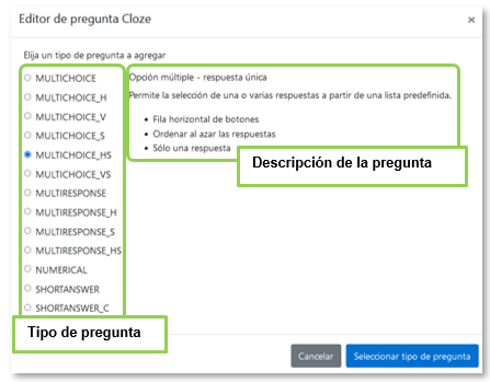 Editando una pregunta con respuestas anidadas (Cloze)