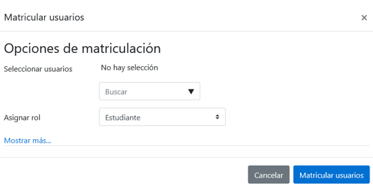Captura de pantalla de la ventana, Matricular usuarios.