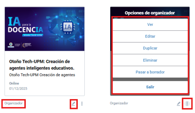 2 Capturas de pantalla mostrando el rol, editar y más opciones.