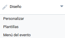 Captura de pantalla del apartado Diseño de la configuración de un evento