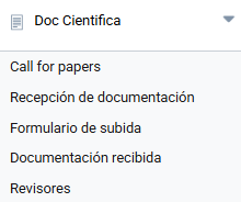 Captura de pantalla del apartado documentación científica de un evento