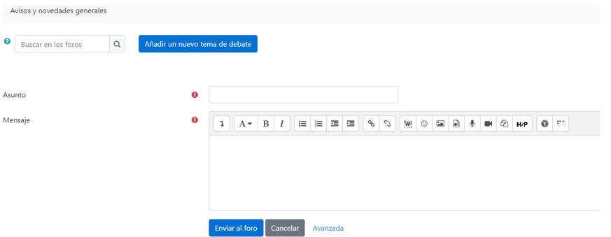 Captura de añadir un nuevo tema de debate