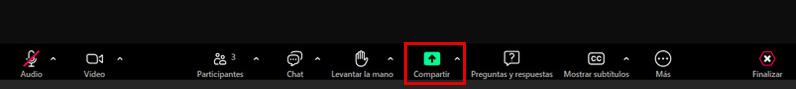 Barra de herramientas, apartado Compatir