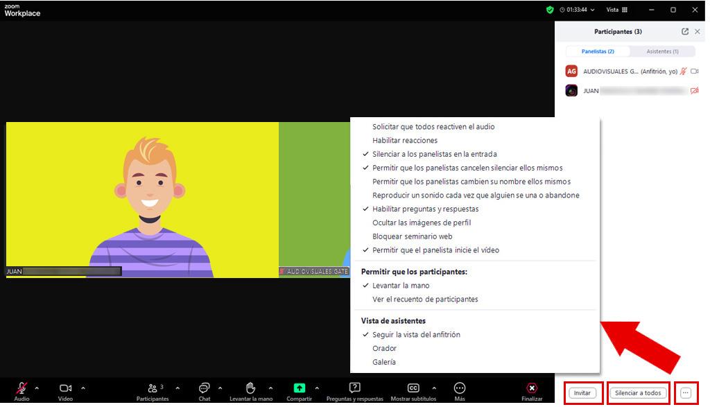 interfaz de zoom vista panelista, apartado 