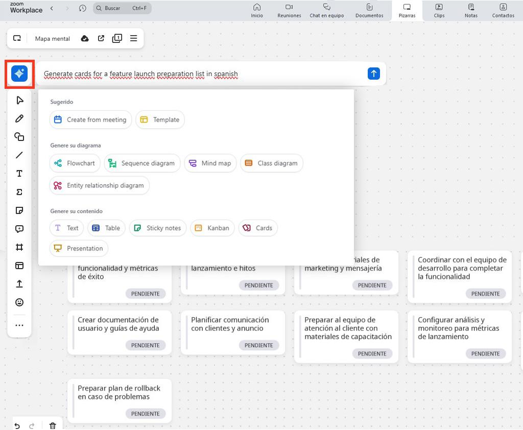 Ejemplo de contenido creado con AI en las whiteboards